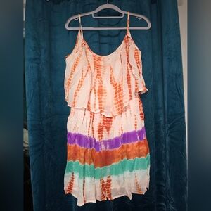 NWT Monique‎ Leshman Boho Style Size MD Tie-Dye Sleeveless Mini Dress 100% Rayon